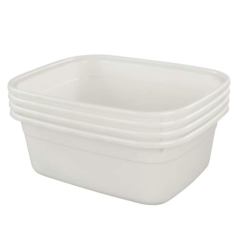 Lesbin 4-Pack 14 Quart Plastic Wash Basin/Dish Pan, White - Image 3